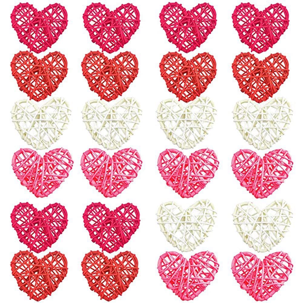 CTRLZS Rattan Heart 24 Pack Valentine's Day Heart Rattan Ball Ornament Valentine's Day Decoration DIY Valentine's Day