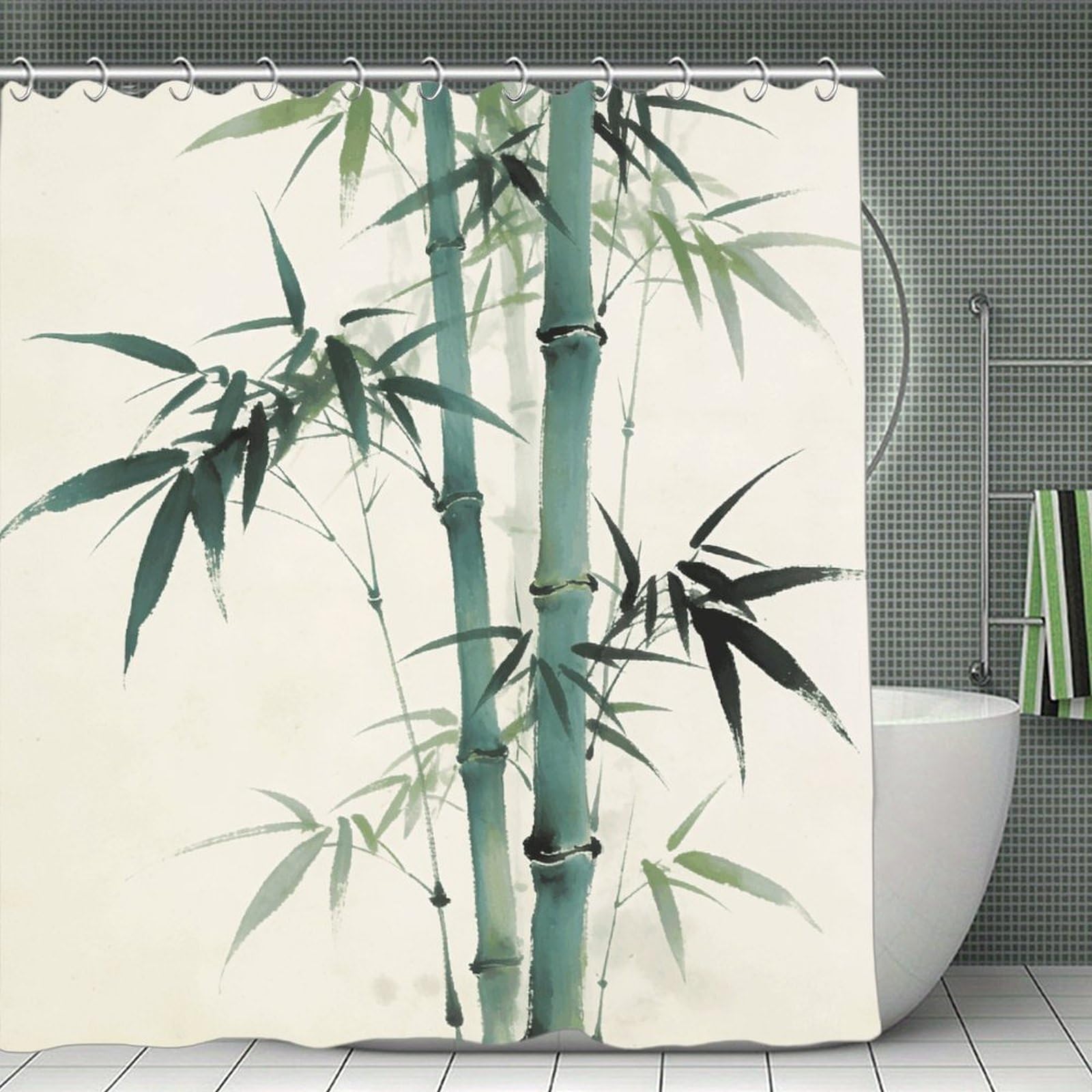VstaDank Plant Shower Curtain Light-Weight Blackout Bathroom Curtain Washable Shower Liner 71x71 Inch Bath Curtain with Metal Holes Bathtub Bath Room