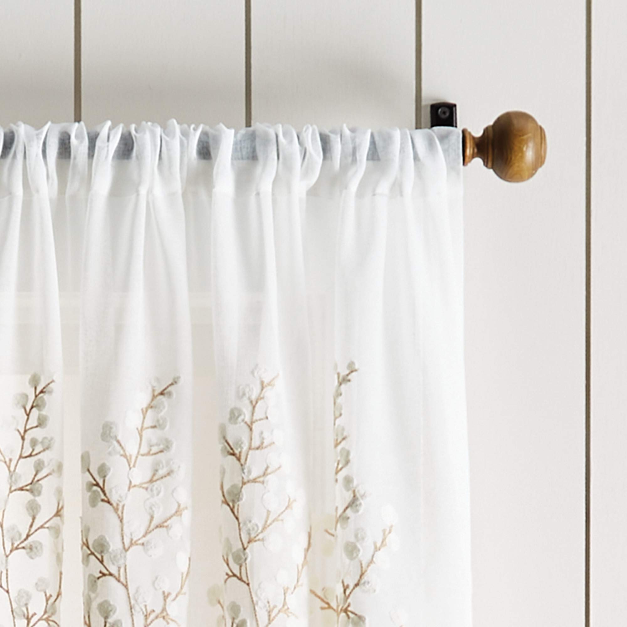 Martha Stewart Paire de Rideaux Transparents brodés Georgia - 241,3 cm - Ivoire