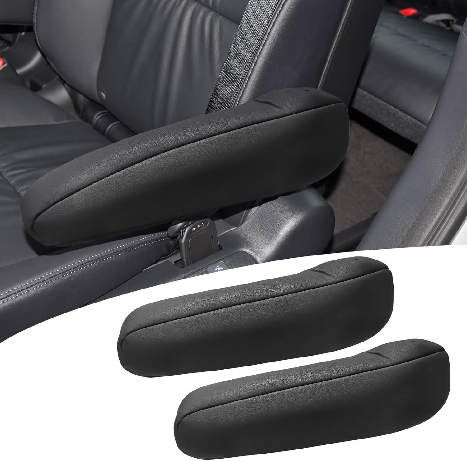 1 Pair Front Seat Arm Rest Cover Leather Armrest Protector Universal Seat Arm Rest Cover for Car, SUV, Truck and Van Gray