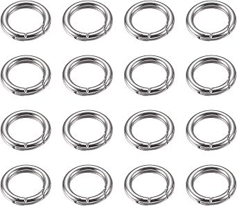 Spring O Rings, Zinc Alloy Round Metal Split Rings Small Clamp Clasp Keyring Buckle for Bag Purse Handbag Strap Craft