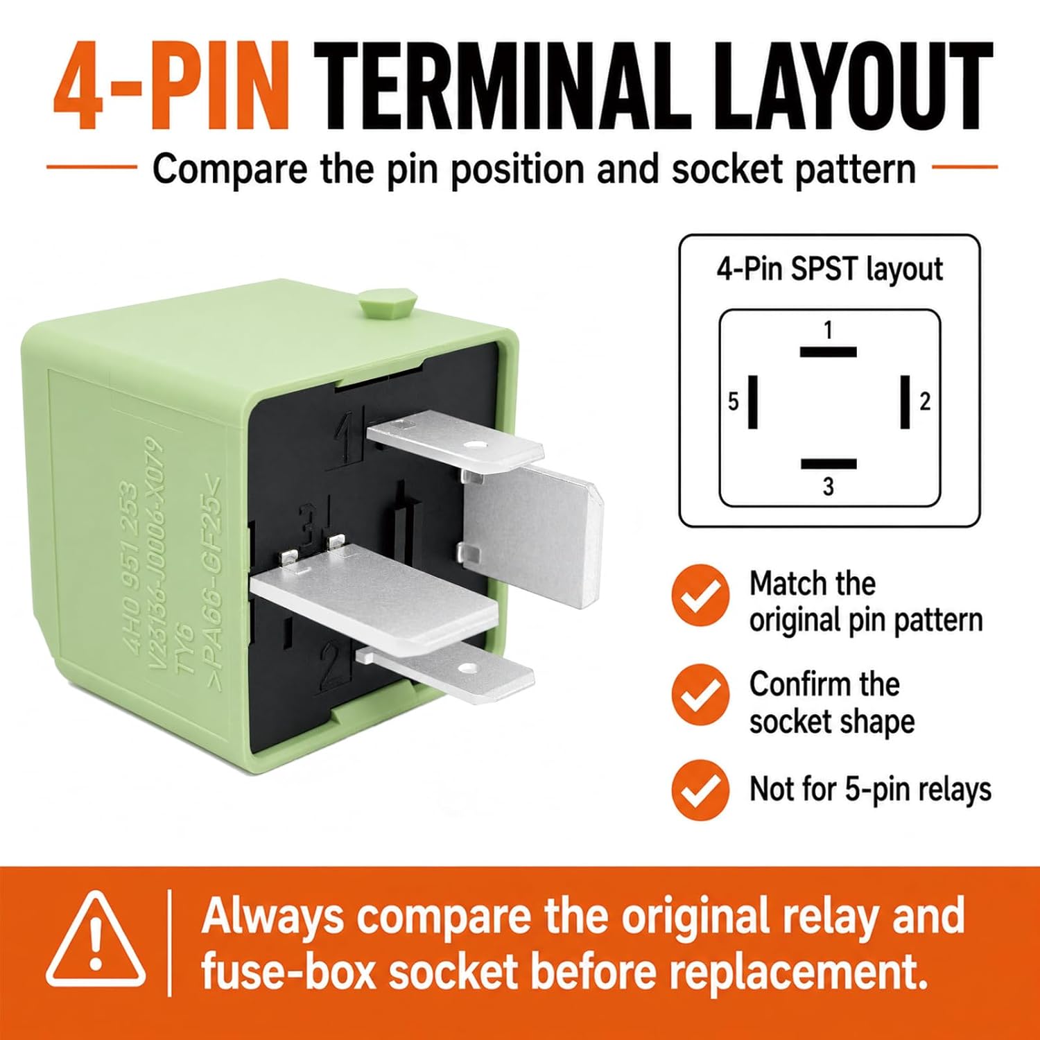 644 4H0951253 V23136-J0006-X079 Relay 12V 40A 4-Pin SPST (4-Pack) Compatible with Select Volkswagen Jetta GTI Tiguan Passat and Audi A4 Q5 A6 Applications