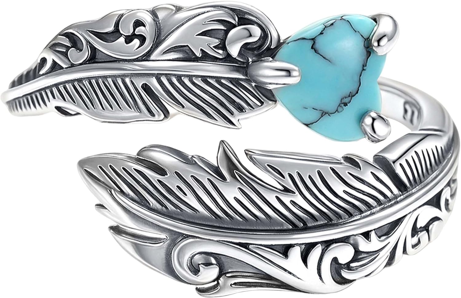 Vintage Spoon Rings for Women Adjustable 925 Sterling Silver Hug Feather Cross Just Breathe Ring Thumb Ring Valentines Day Gifts for Mom & Grandma