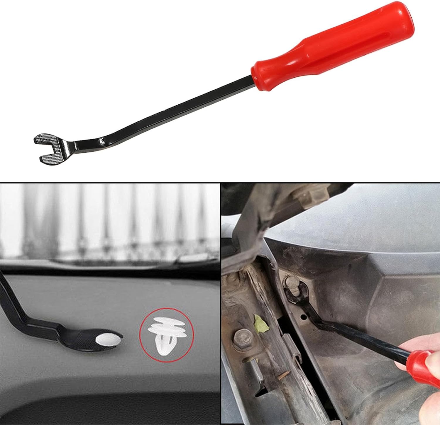 SagaSave Car Door Panel Remover, Clip Remover Tool, Clip Fastener Removal Tool, Auto Trim Removal Tool Kit Pry Tool Set Car Door Panel Dashboard Repair Kit-5" Red & Black