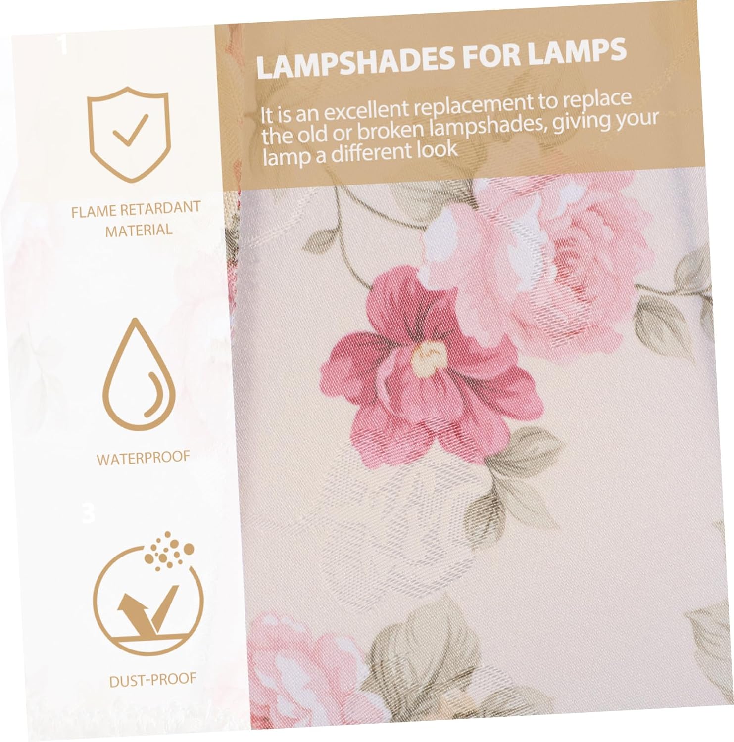 Artibetter Unique Fabric Lampshade European Style Pink Floral Design E27 Base for Hotel Bedroom Decor