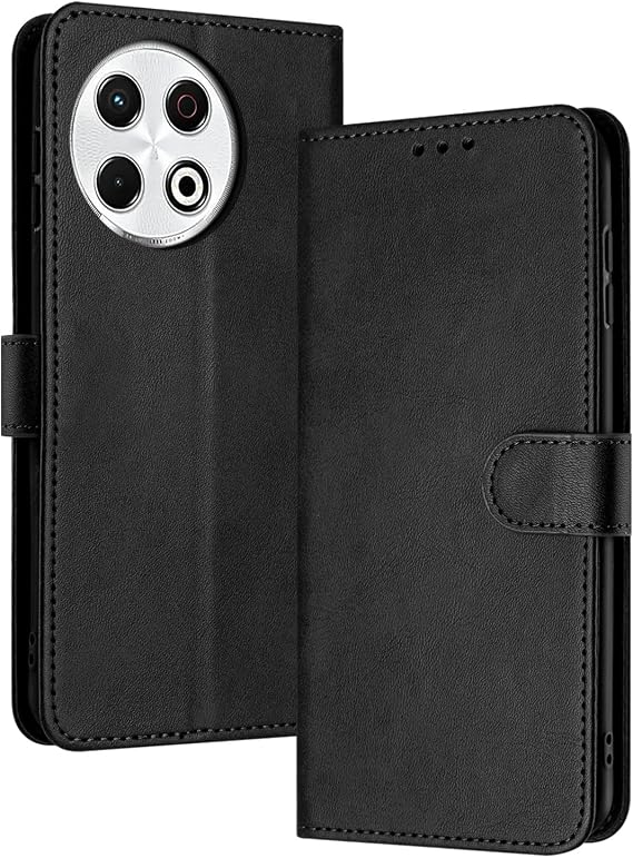 Compatible with Tecno Spark 30 Pro 4G Leather Case,Compatible with Tecno Spark 30 Pro 4G KL7 Case PU Leather Phone Flip Cover Black