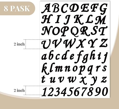 Miniatura 3 de Spakon 8 hojas de calcomanías de vinilo autoadhesivas del alfabeto, calcomanías para manualidades, letras y números, para buzones, ventanas,