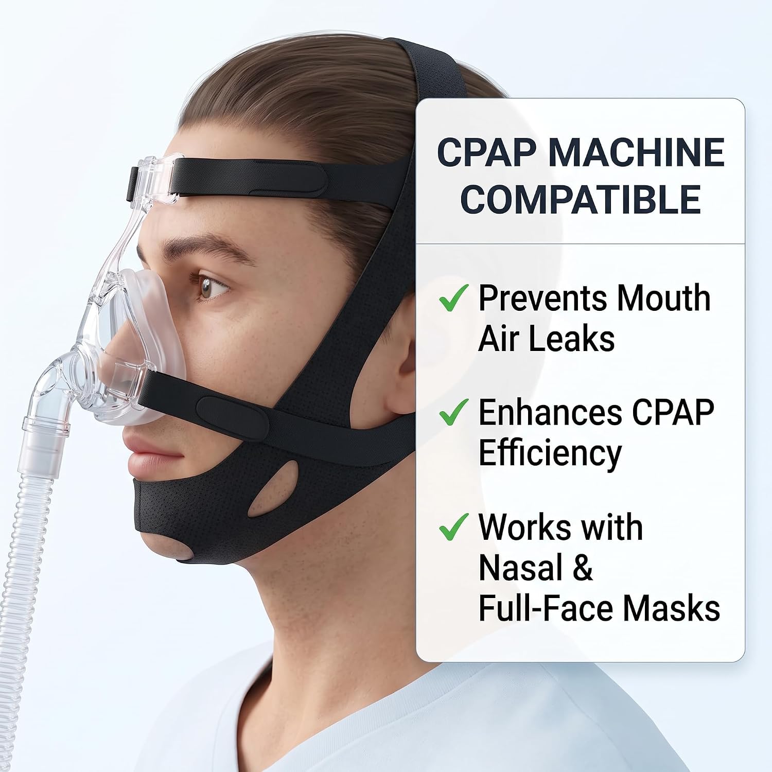 Anti Snore Chin Strap for CPAP Users,CPAP Chin Strap for Sleeping,Black