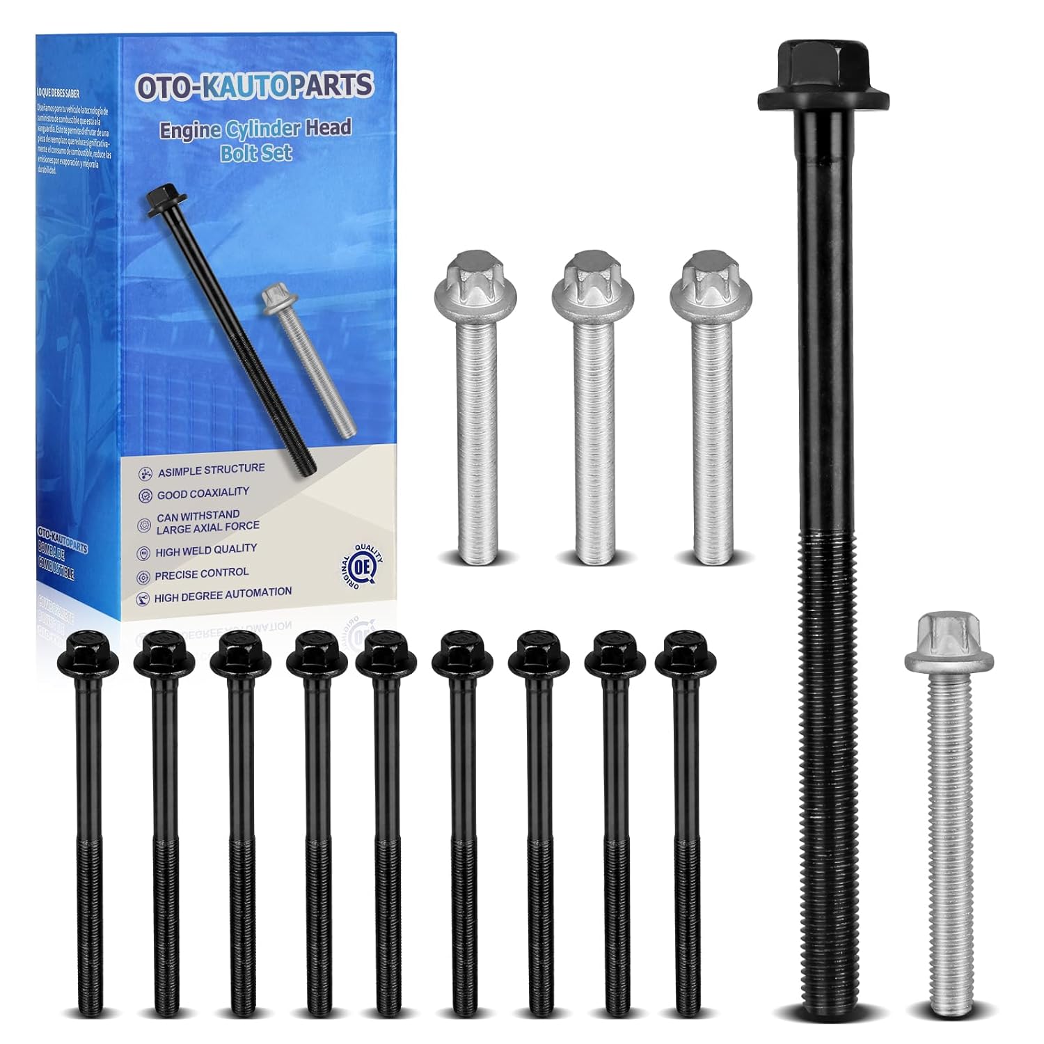 OTO-K Cylinder Head Bolts Set Compatible with Chevy Captiva Cobalt Equinox Malibu GMC Terrain Buick Lacrosse Regal Verano Oldsmobile Alero Pontiac G5 G6 Saturn Aura,Replaces# 24407225