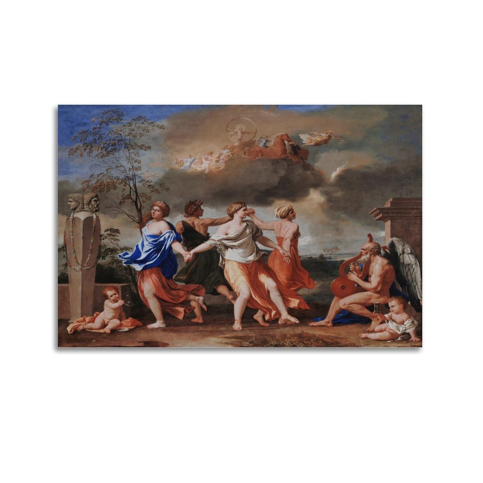 Adovz Dance To The Music Of Time Poster By Nicolas Poussin Art Print Wall Photo Paint Hanging Picture Family Bedroom Decor Gift 24X36inch(60X90cm)