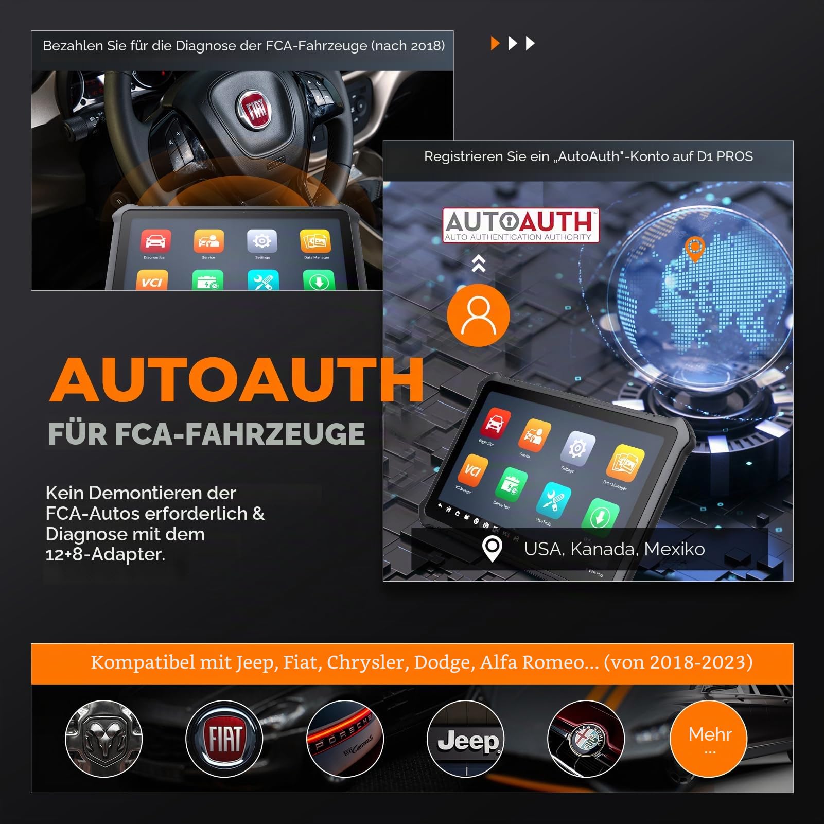 OTOFIX D1 PROS2 Obd2 Diagnosegerät für Alle Fahrzeuge, Alle Systemdiagnosen auf OE-Niveau, ECU-Codierung, 40+ Servicefunktionen, Bidirektionale Steuerung, Auto Scan 2.0, CANFD & DOIP, 2-Jahres-Update