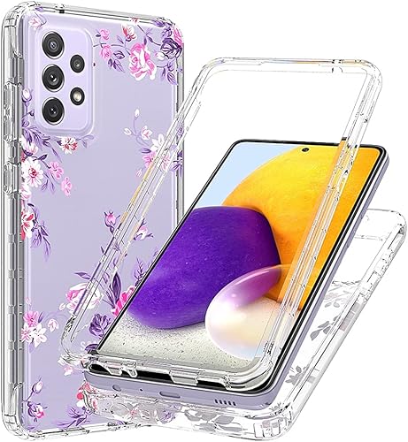 Funda para Galaxy A52 5G/Galaxy A52 4G, Samsung A52 5G Funda para niñas, bonita funda de TPU transparente floral a prueba de golpes para Samsung