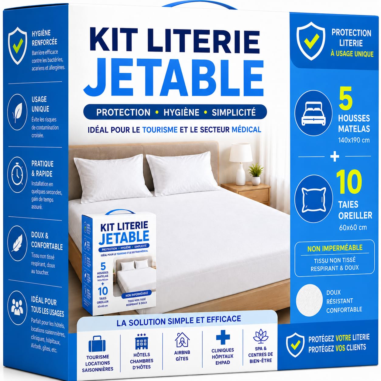 Kit literie jetable pour la gestion simplifiée des séjours en hébergement