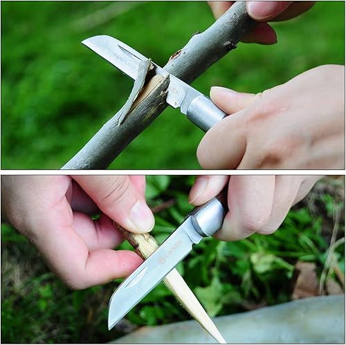 Miniatura 6 de Cuchillo de poda e injerto, herramienta de brotación de jardín de acero inoxidable, cuchillo de corte múltiple de bolsillo plegable para deshierbar