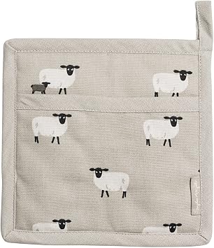 Sophie Allport - Sheep Pot Grab, Pot Holder, Padded Heat Protection, Machine Washable, 20 x 20cm