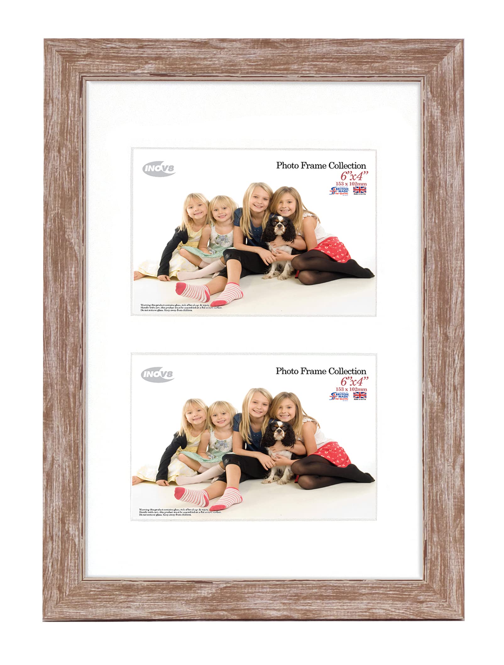 Inov8 Framing Photo Frame, Wood, Washed Walnut, 12x8 Dual Aperture, PFES-SWWA-DA1