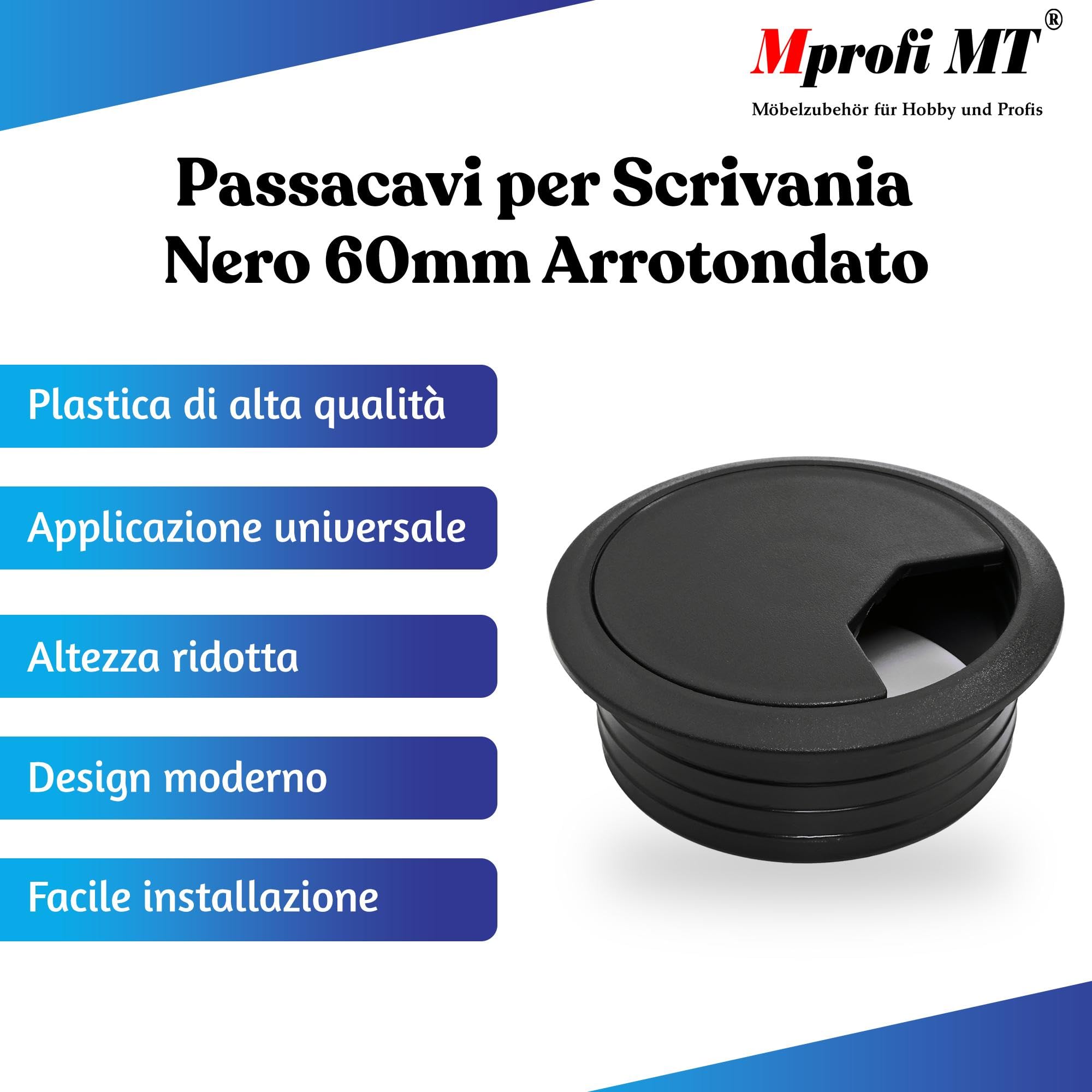 Mprofi MT® 5 Pezzi | Passacavi per Scrivania Marrone 80mm | Organizzatore per Mobili per Ufficio | Passacavi in Plastica | Organizzatore per Scrivania | Scatola Cavi | Tappo Passacavi Per Scrivania