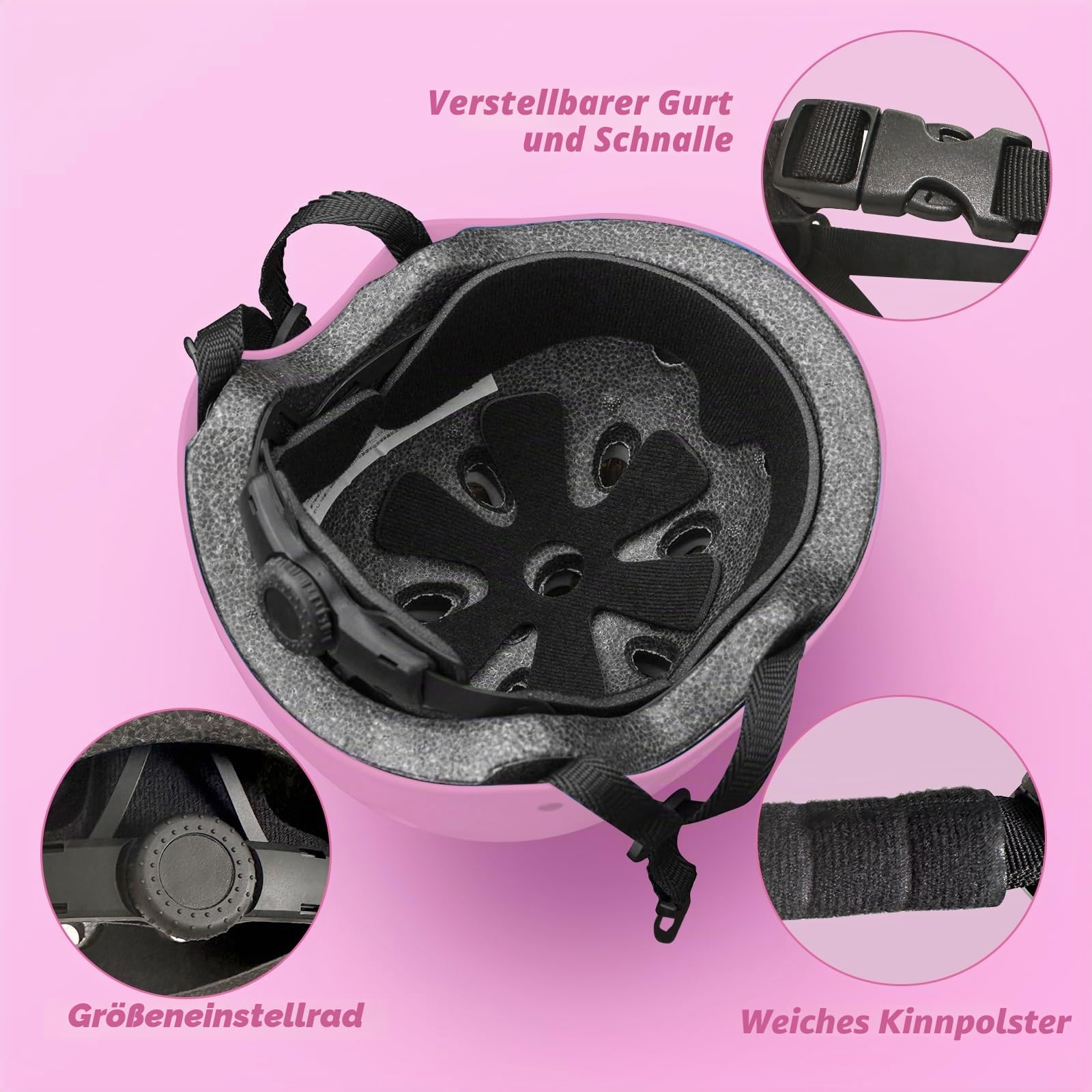 Kinder-Fahrradhelm und -polster, Set für 3–13 Jahre alte Jungen und Mädchen, Kleinkind-Helm-Schutzausrüstung, verstellbare Sicherheit, Kinderhelm, Ellenbogen-Knieschoner, Set für Roller,