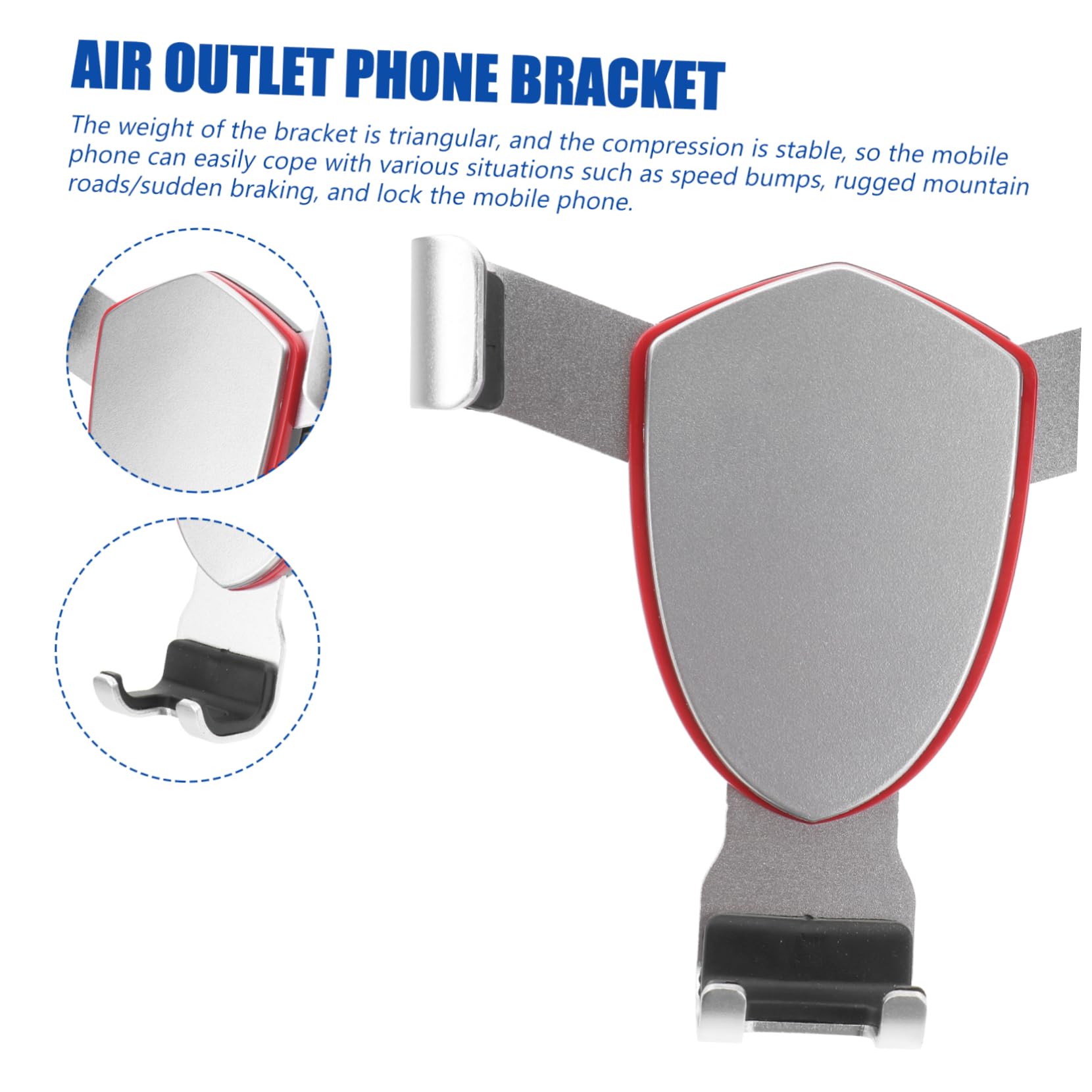 jojofuny 3pezzi Supporto Telefonico Per Auto Supporto Gravità Per Bocchette Di Aria Design Leggero e Resistente Metallo Compatibile Con Smartphone Di Varie Argento