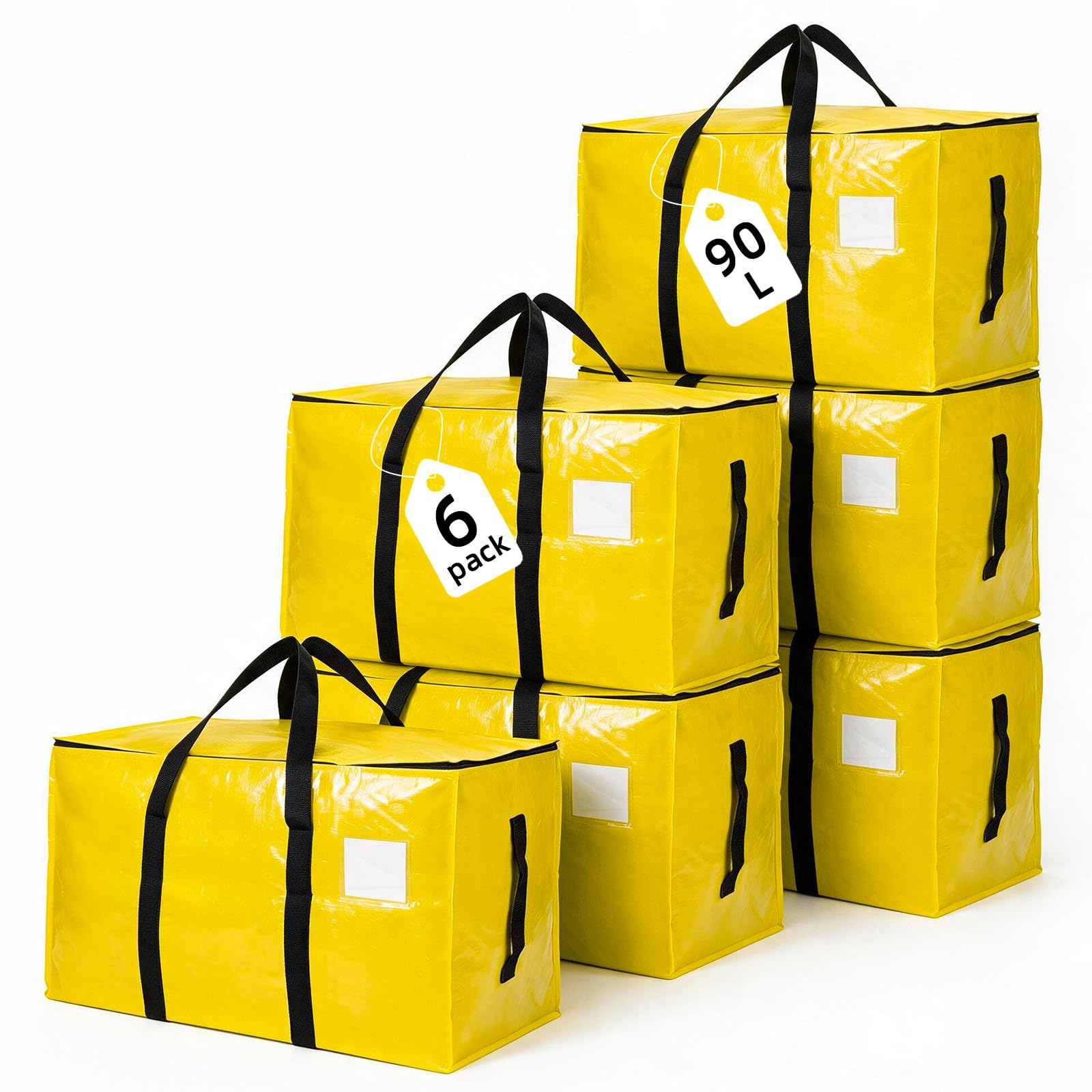inreeme Heavy-Duty Moving Bags and 90L Large Storage Bags with Zips 6 Pack