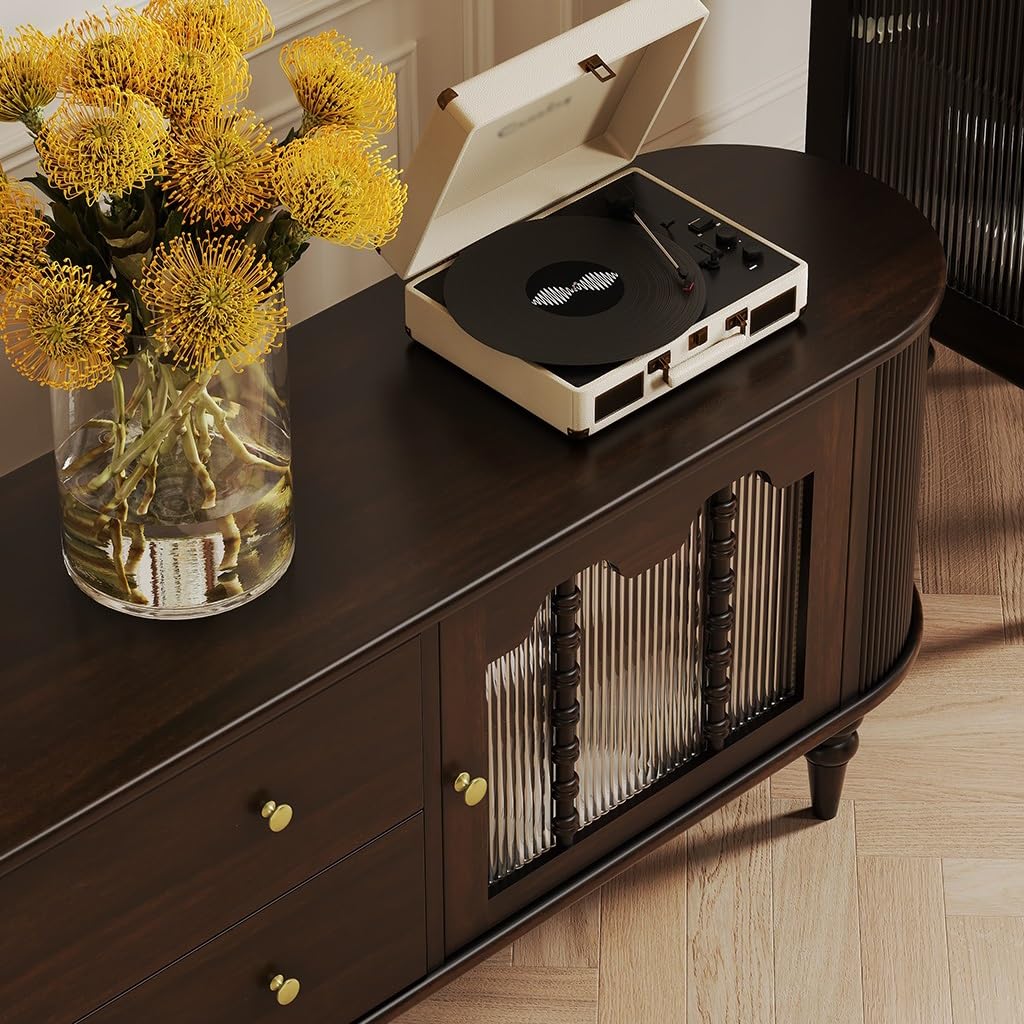 TV-Konsole, Entertainment-Center Retro TV-Schrank aus Holz for kleine Wohnungen, Wohnzimmer und Zuhause, Aufbewahrungsschrank TV-Ständer fürs Wohnzimmer