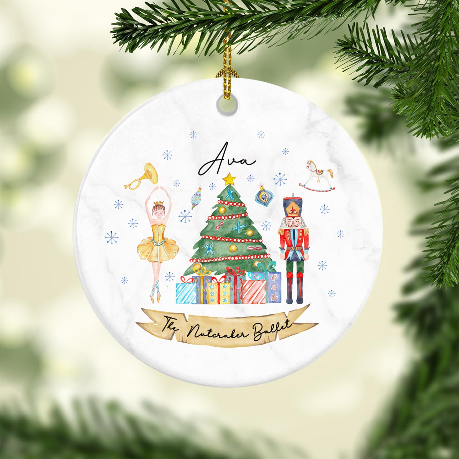 Personalised Nutcracker Christmas Ornament - Custom Name Kids Ballet Ballerina, Color 04