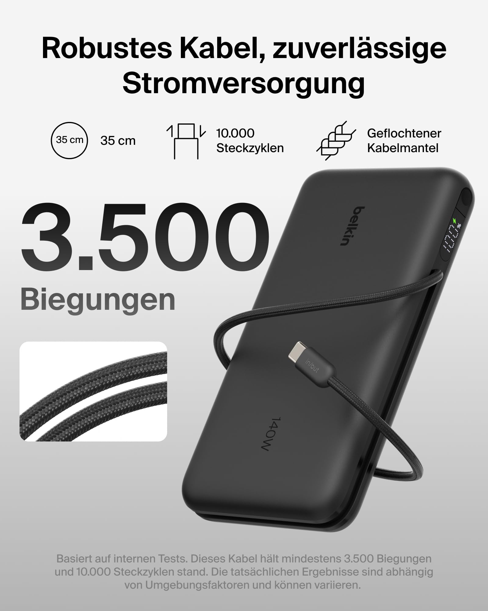 Belkin UltraCharge Pro 25000mAh Power Bank Laptop, Schnellladen – Schwarz | 25K Powerbank, 1 USB-C-Port + Kabel, 1 USB-A-Port, 158W Akkupack mit Power Delivery, Bereits Aufgeladen, Digitalanzeige