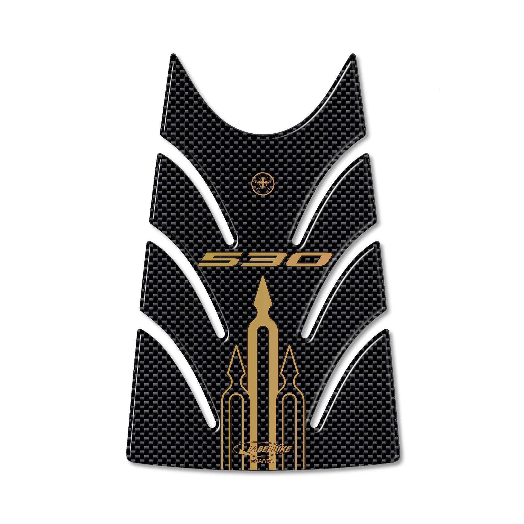 labelbike - Protection Door Tank Yamaha Tmax 530 Sticker 3D Carbon-Ergal 2012-2016 - Carbon Oro