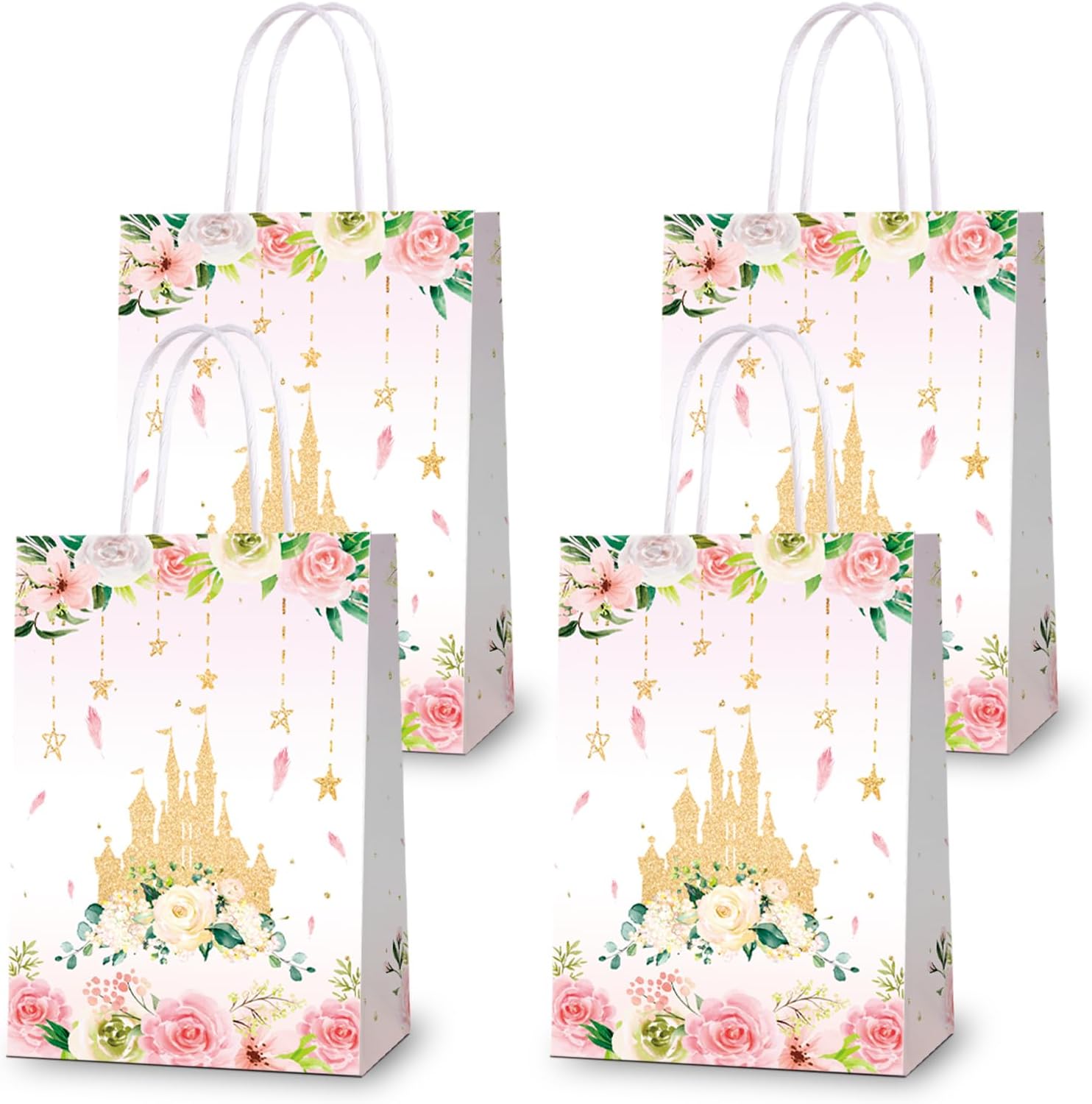 KERINGO 16 PCS Party Bags for Princess Print Party Favors Bags for Princess Themed Goodie Party Bags Princess Print Gifts Bags for Princess Birthday Party Supplies and Decor