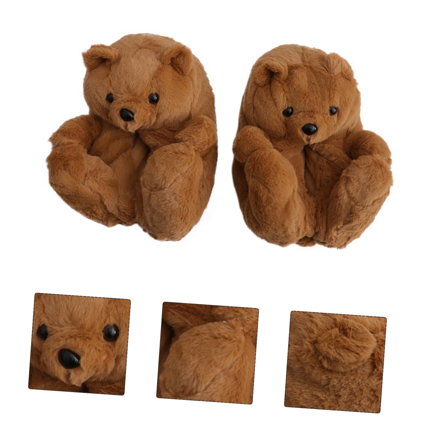 GALPADA Pantofole a Forma Di Orsacchiotto Pantofole Soffici Dei Cartoni Animati Pantofola Dell'orso Del Fumetto Pelose Da Casa Peluche Brown