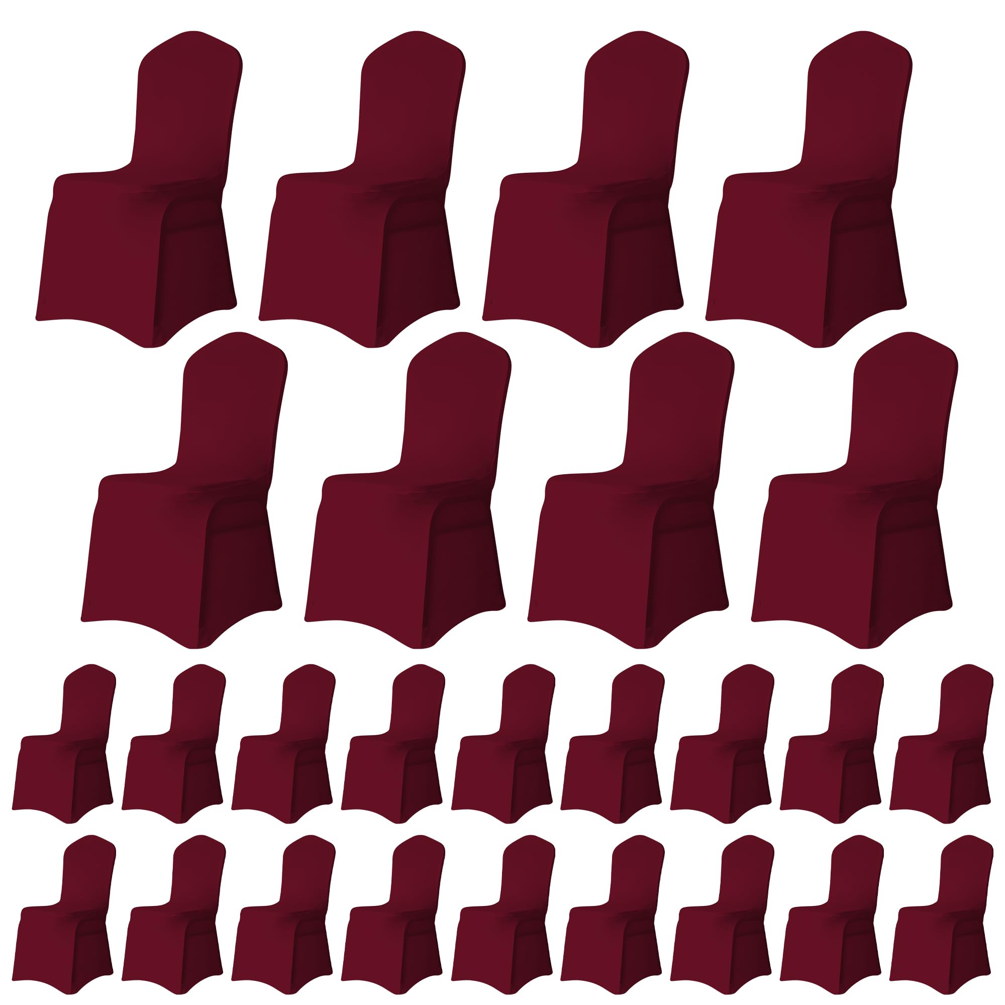Trimming Shop Chair Cover Spandex Polyester Stretch Fabric Front Flat Dining Slipcovers Washable & Removable Wedding Chair Covers for Banquets Ceremony & Hotel Dinner (Burgundy, Pack of 100) — image 1