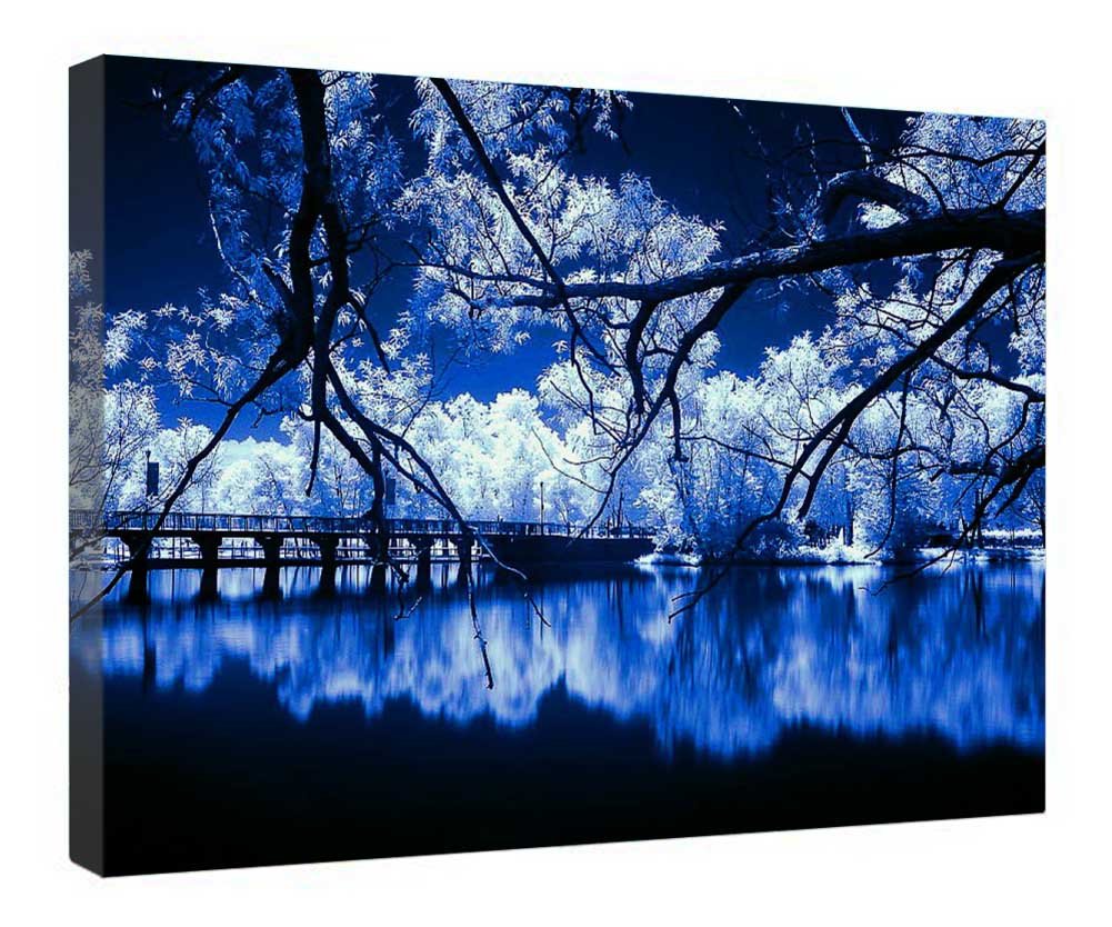 Lienzo decorativo azul de calidad premium con bastidor de madera 4
