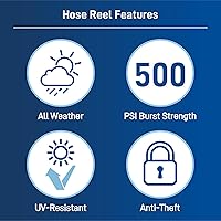 Vista 9 de Orbit Auto-Retractable Garden Hose Reel - 100 ft x 5/8 in Heavy-Duty, 180° Swivel Mount, 500 PSI Burst Strength - 28263