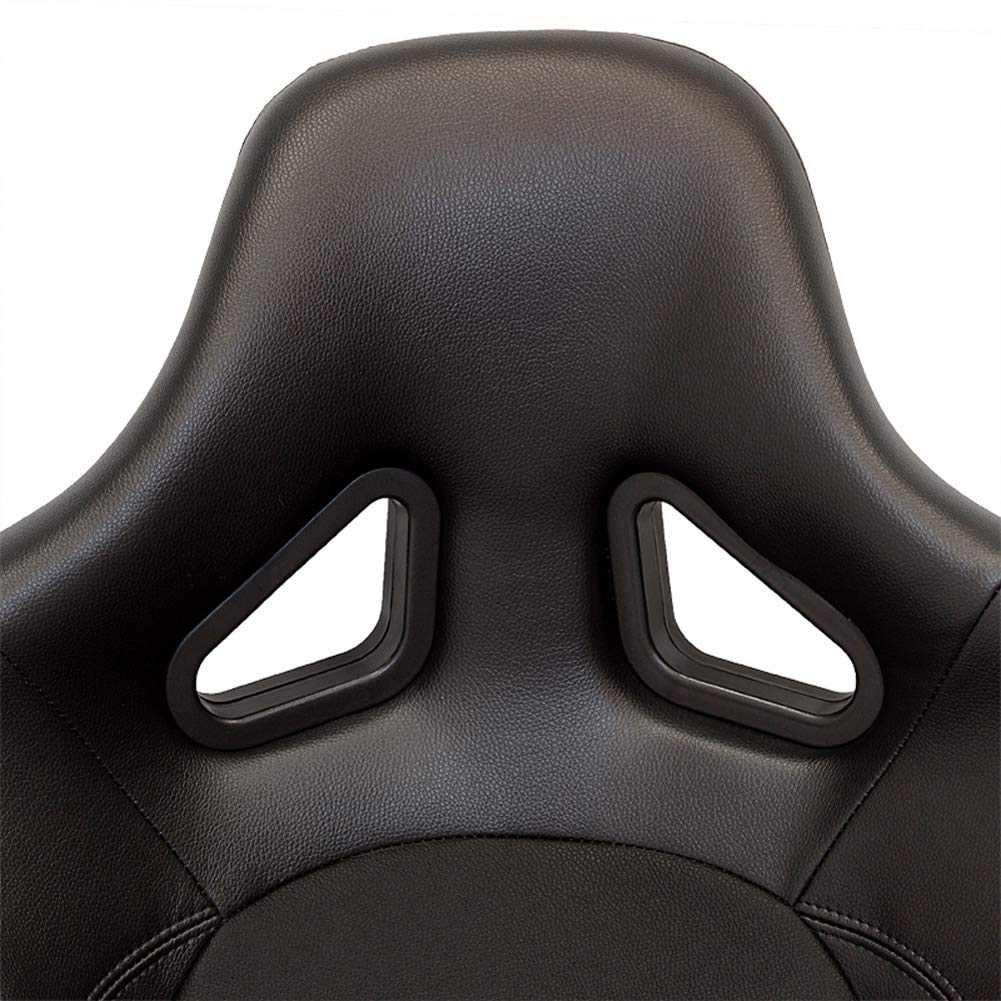 AUTO-STYLE Siège baquet 'BS2' - Simili Cuir Noir - Dossier réglable en polyester - incl. glissières