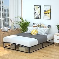 Vista 1 de Yaxa Basics Metal Platform Bed Frame, with Wood Slat Support, 10 inches High, Full, Black