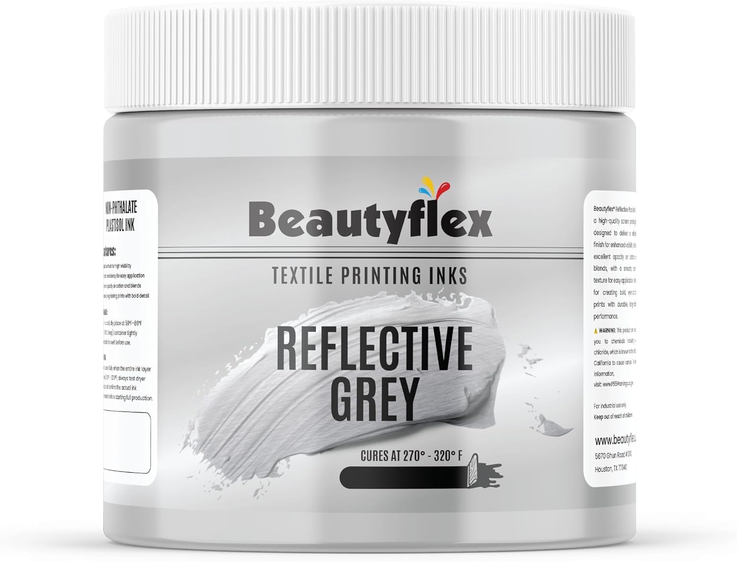 Screen Printing Ink Reflective Grey Plastisol Ink for Fabric Night Visibility Ink for Safety Wear, Logos & Graphics (8 fl oz, Reflective Grey)