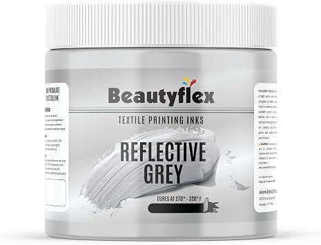 Screen Printing Ink Reflective Grey Plastisol Ink for Fabric Night Visibility Ink for Safety Wear, Logos & Graphics 8 fl oz, Reflective Grey