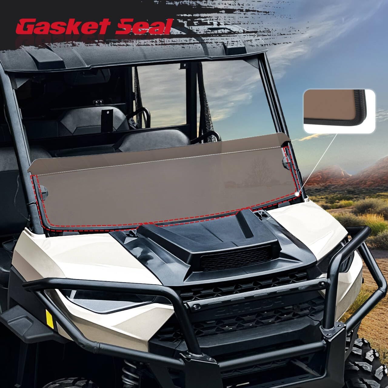 Dark Tinted Front Half Windshield Compatible with Polaris Ranger XP 1000 / Crew XP 1000 / Diesel / XP 900 2017-2025 Accessories Replace 2883301,Hard Coated Vented Window