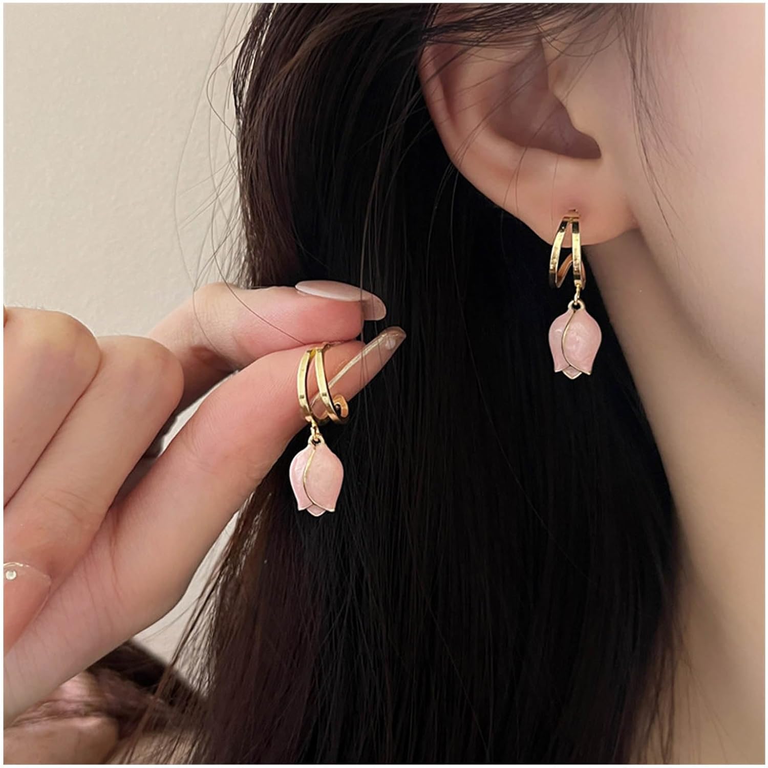 W WEILIRIAN Boho Flower Dangle Earrings Tulip Drop Earrings Flower Wrap Stud Earrings Gold Flower Earrings Jewelry for Women Gifts - Image 2