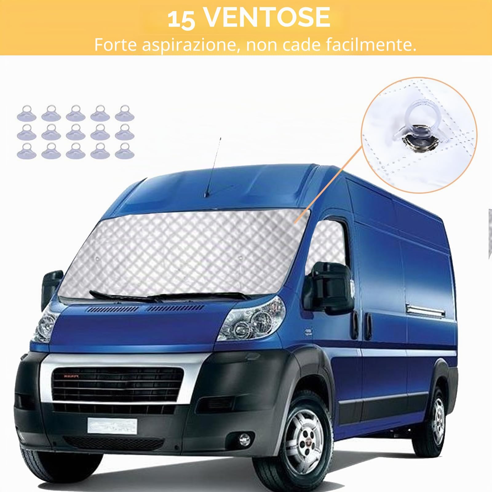 HAMON Tenda Parasole Auto per Ducato, 3 pezzi Copri Parabrezza per Auto, Parasole Camper UV non Tessuta in Alluminio Premium, Parasole per Parabrezza VW Migliorato