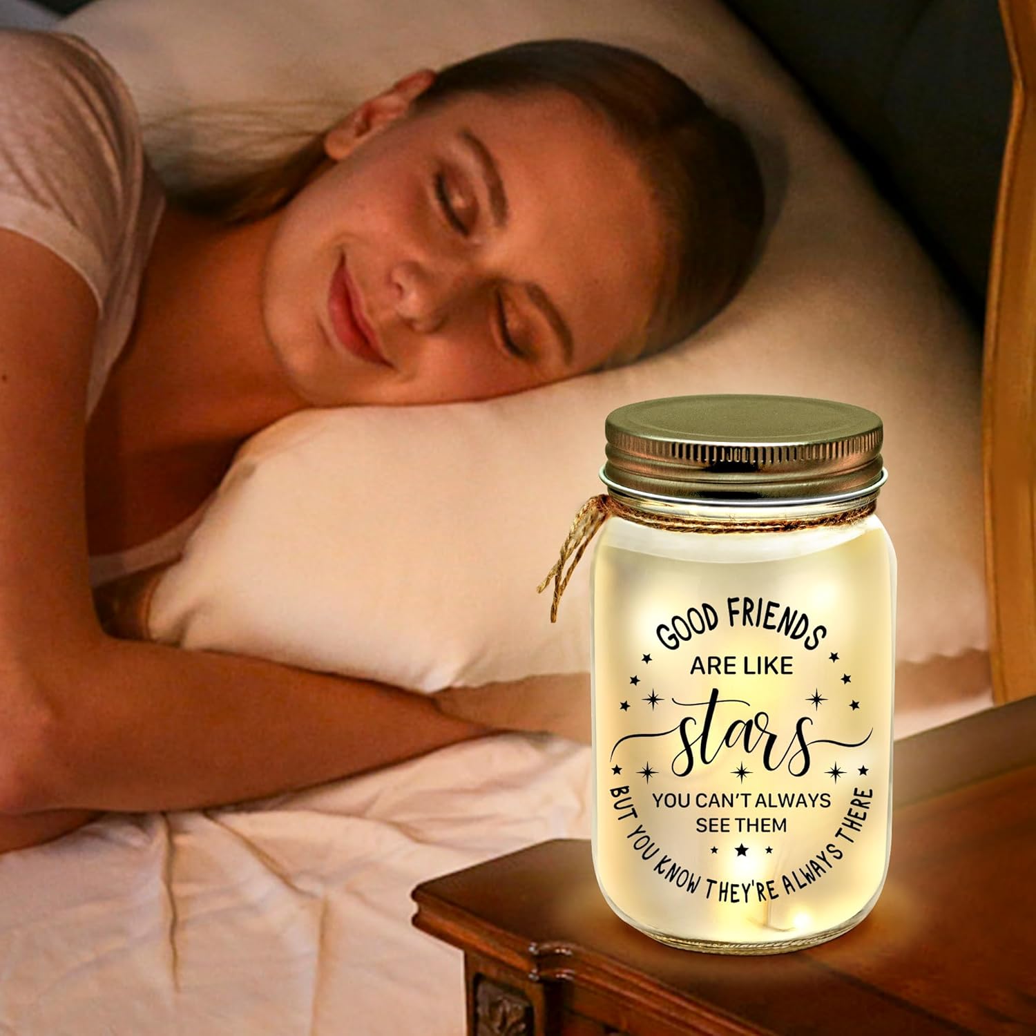 Kenon Mason Jar Night Light for Bestie, Birthday Day Gifts for Women, Home Decoration Lights, Personalized Mason Jar Mothers Day Christmas Gifts for Best Friends Sister - Image 5