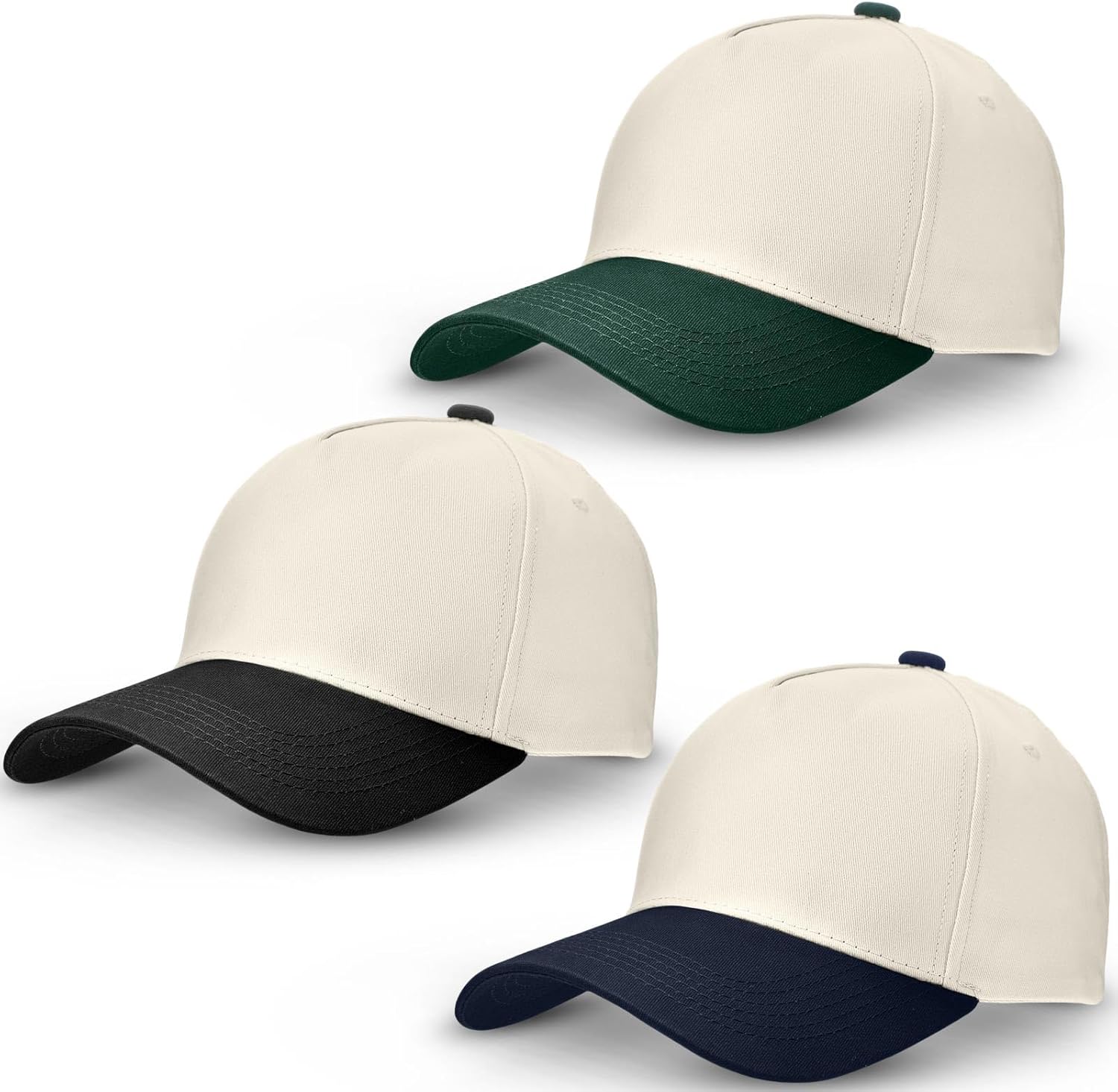 Hercicy Vintage Two Tone Trucker Hat Blank Snapback Hat Retro Adjustable Baseball Cap Plain Minimalist Unisex for Men Women