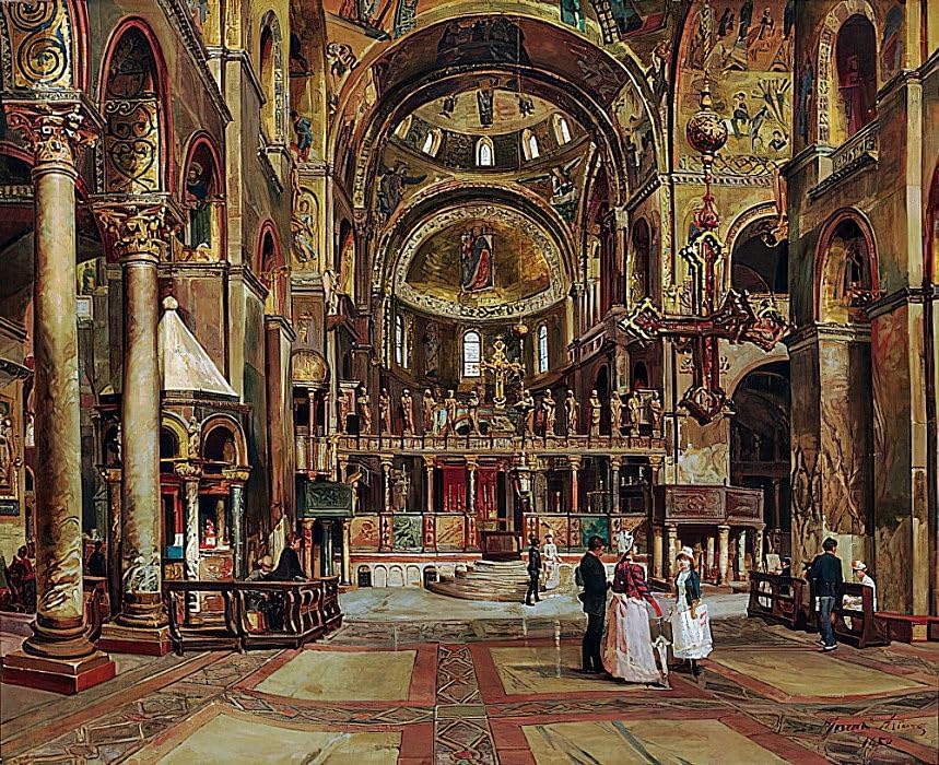 Affiche Toile Basilique Saint-Marc Venise décoration murale 60x90cm grand format portrait de voyage