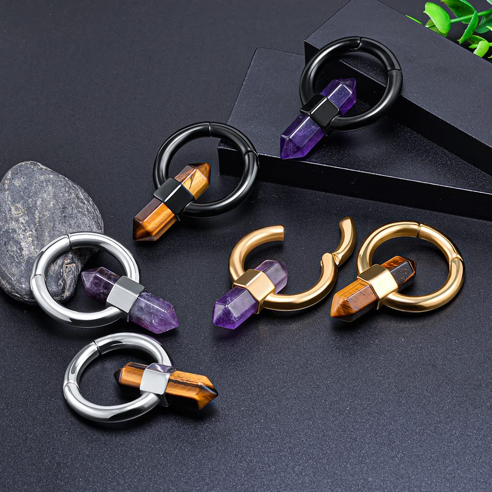 ERKUOO 1 paio pesi auricolari appendini gotico tappi per le orecchie calibri tunnel in acciaio inossidabile penzoloni barella orecchini piercing per donne uomini regalo 5mm 6mm 8mm