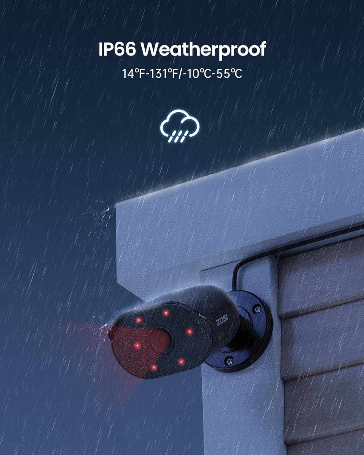 ZOSI 1080p Wired Outdoor Security Camera with Audio Recording, 2MP TVI Surveillance CCTV Bullet Camera Indoor, 80ft IR Night Vision, 90° Wide View, IP66 Weatherproof, Works with Our DVR