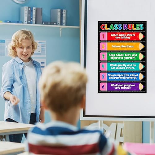 Miniatura 8 de D4DREAM Póster de reglas del aula  11.2 x 16.5 pulgadas, colorido póster educativo para el aula, para aulas, decoración de jardín de infantes,