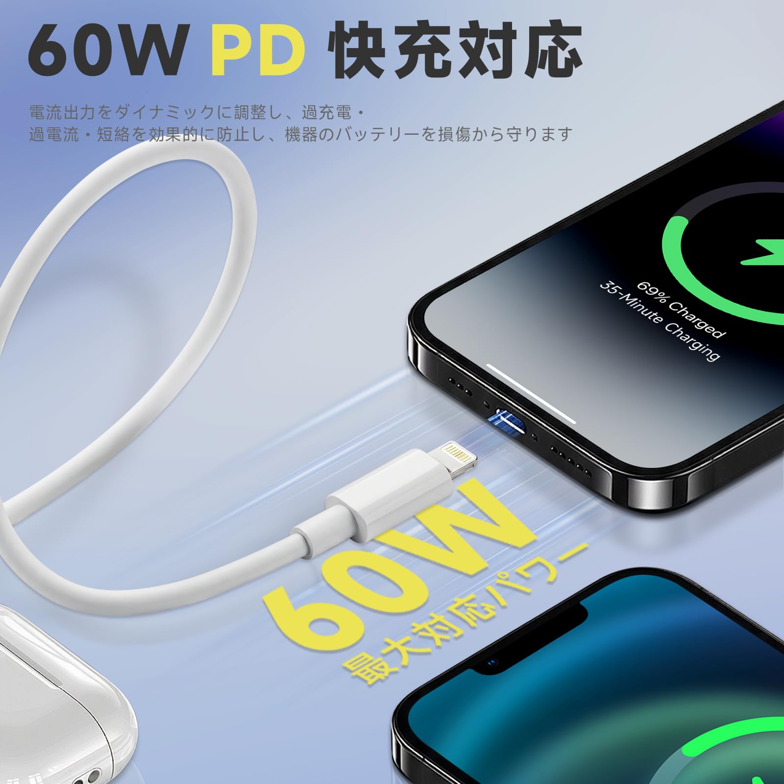 Amazon.co.jp: iphone 充電ケーブル [2026 MFi認証] 2M 2本 タイプc