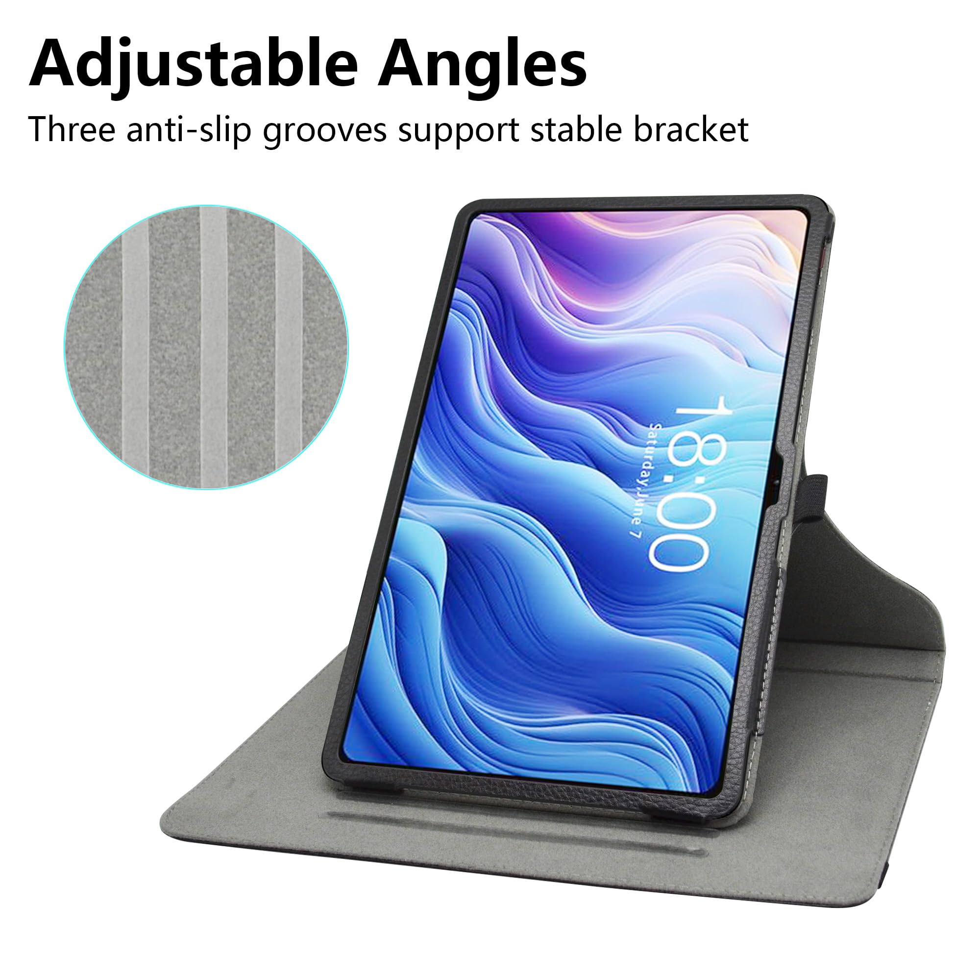 LiuShan 360° Drehbare Hülle Für Teclast T60 / Oukitel OT5(s) – 12 Zoll Tablet-Hülle Mit Standfunktion, Schwarz