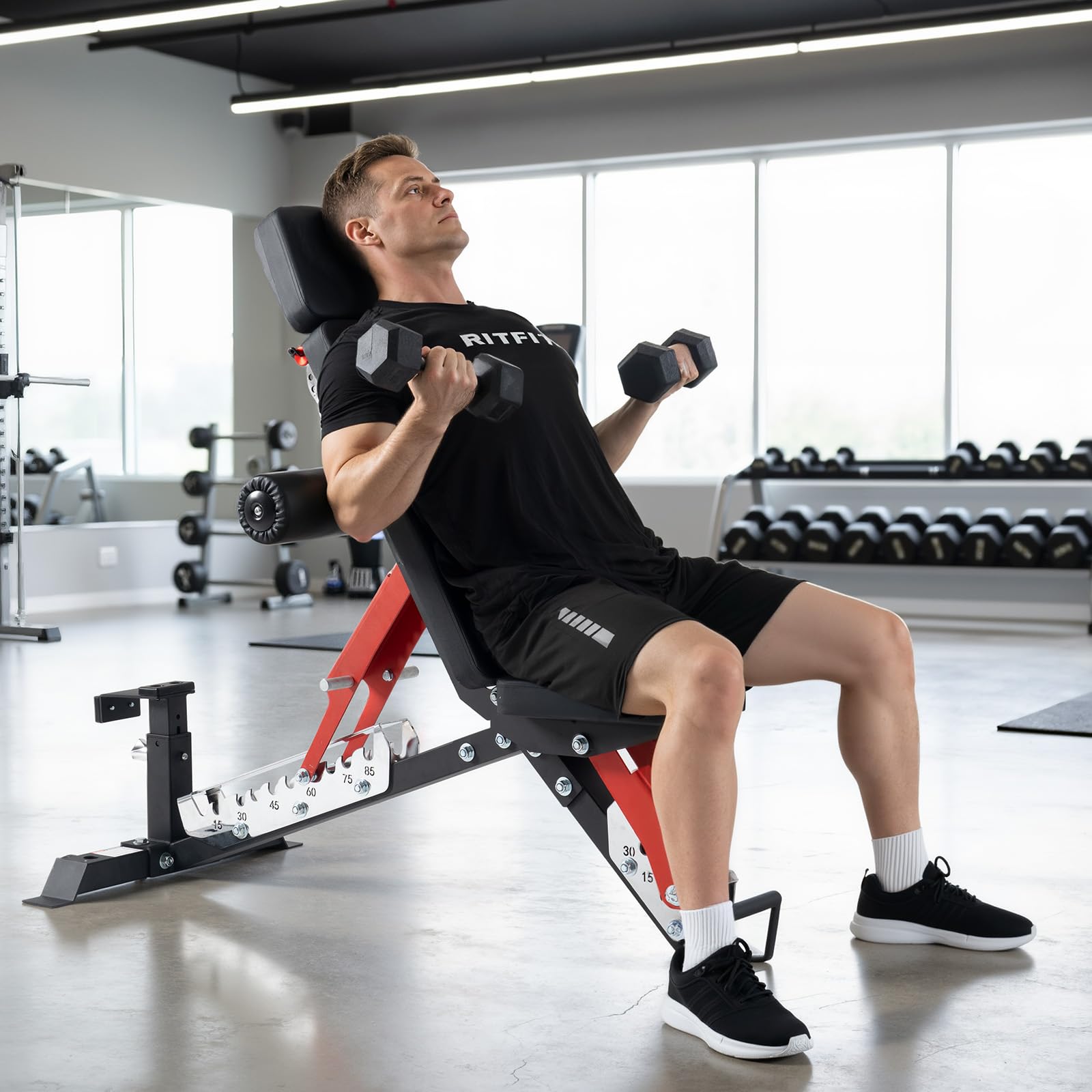 3-Section Adjustable Weight Bench for Home Gym, 1600LB Capacity | Incline Decline Flat, 10 Backrest & 5 Headrest Positions, Full Body Strength Training with 14GA Steel Frame