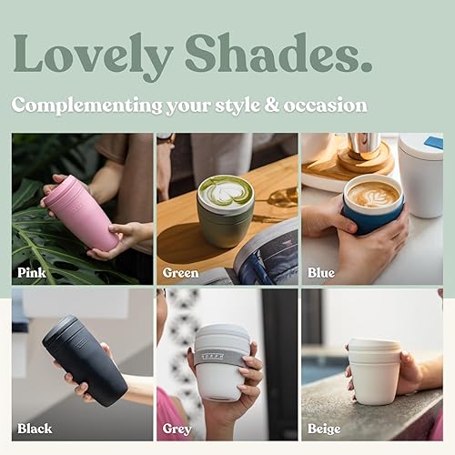 Miniatura 7 de SWANZ Taza de viaje de cerámica para café y té con tapa y funda de silicona, vaso reutilizable para llevar, a prueba de fugas, sin derrames, apto